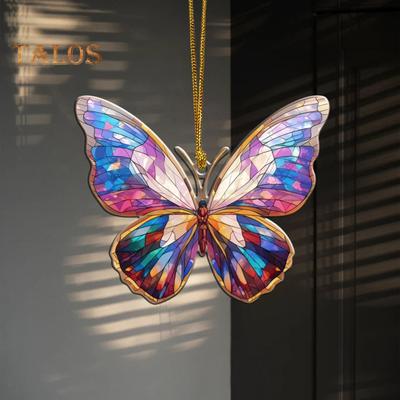 Acryl Bunte Schmetterling Hängende Dekoration Doppelseitige Indoor Outdoor Weihnachten Baum Wand Fenster Hängen Tier Ornament Anhänger