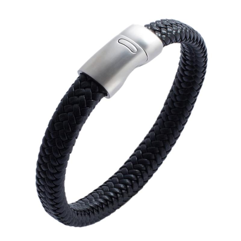 

Мужские украшения Черные плетеные кожаные браслеты Мужские наручные браслеты Модные мужские подарки 205mm чёрный
