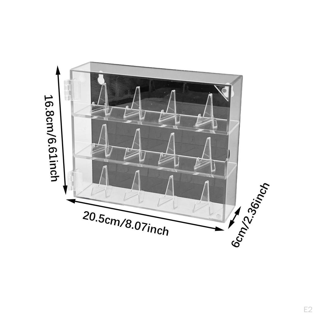 Acrylic Rings Display Case Sport Box Gift, 12 Ring Posts Multifunction, Trophy