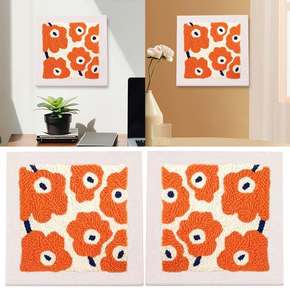 DIY Embroidery Kits For Beginner Craft Punch Needle Set Rug for Starter Kits with Stamped Flower Pattern Needle Felting Supplies