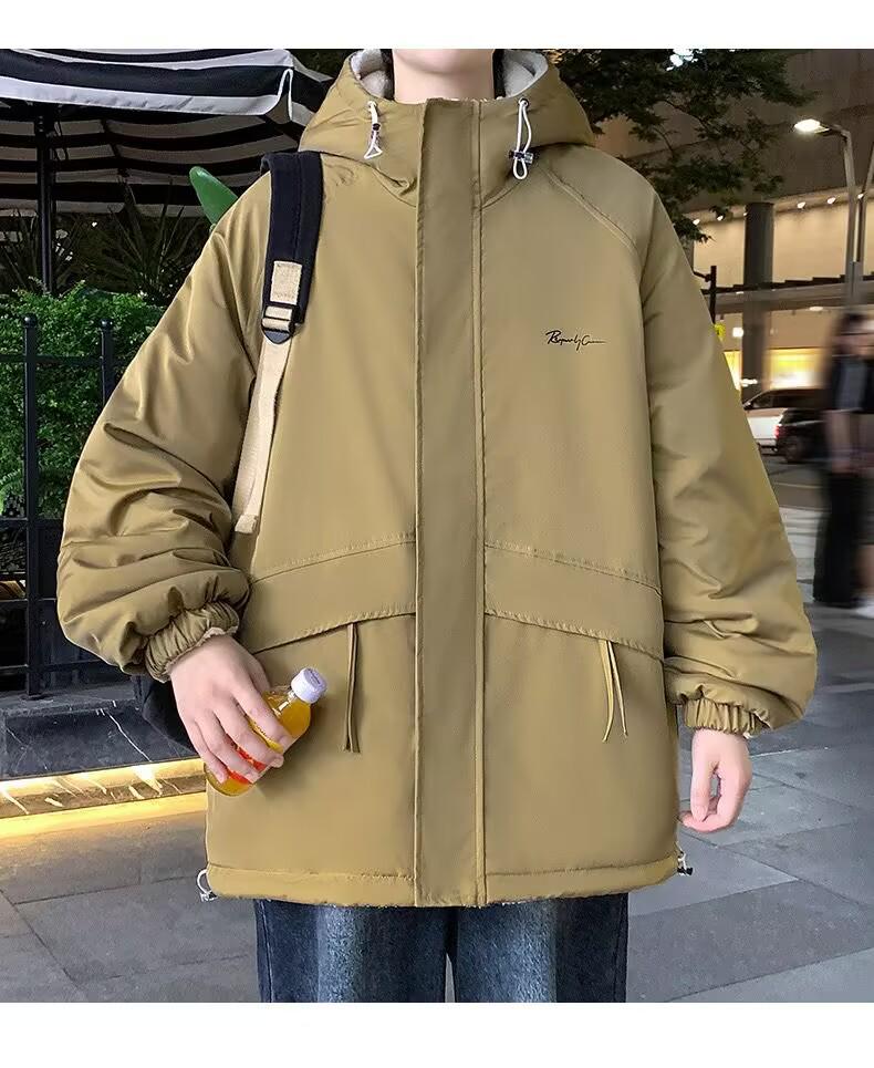 Herren Lammwolle Kapuzenjacke: Beidseitig, Samt gefüttert, Lässige lockere Passform für Herbst/Winter
