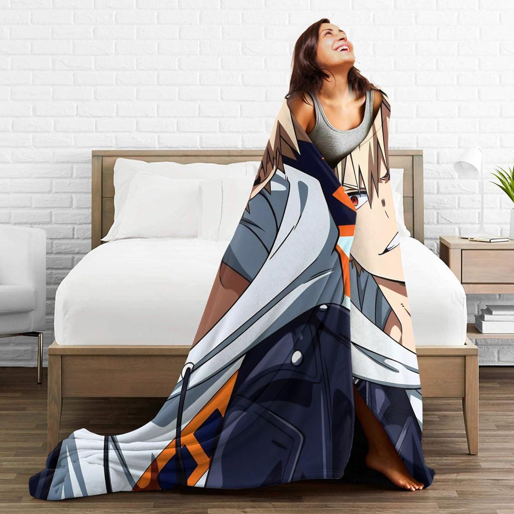 Katsuki Bakugo Anime  Blanket  Warm Soft Funny Plush Bedding Throws For Home Decor Travel Office Flannel Bedspread Bed Cover