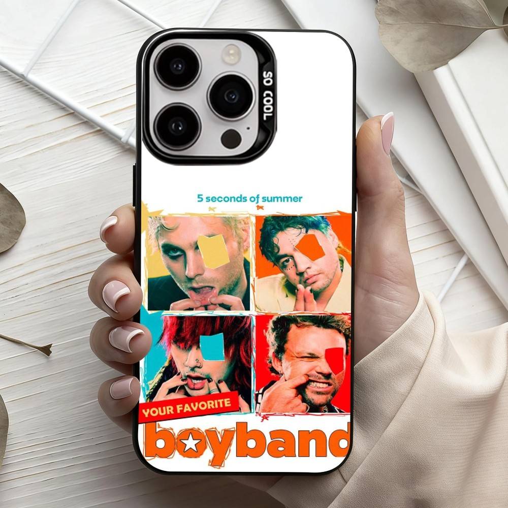 

5 S-Seconds of S-Summers 5SOS Phone Case For iPhone17,16,15,14,13,12,11 Plus,Pro Max Black Candy silver phone case iPhone12PROMAX