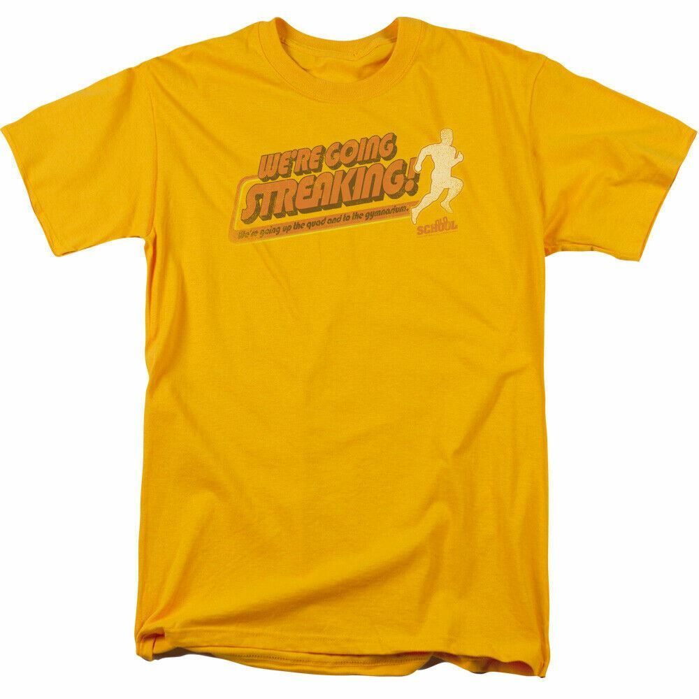 Old School Streaking T-shirt Licensed Comedy Movie College Classic Tee New Gold S