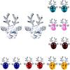 Christmas Elk Shape Earrings Women Girls Xmas Rhinestones Crystal Ear Clip 