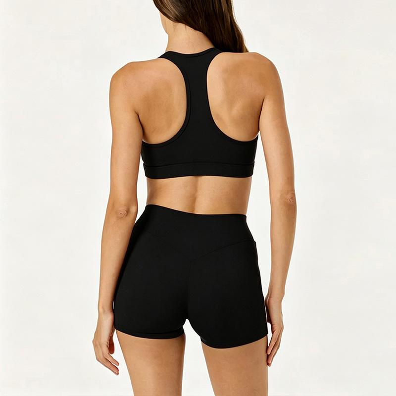 Sports Tight Yoga Suit with Chest Pad Fitness Bra Women's Outdoor Casual Running Outside Striped Shorts Suit