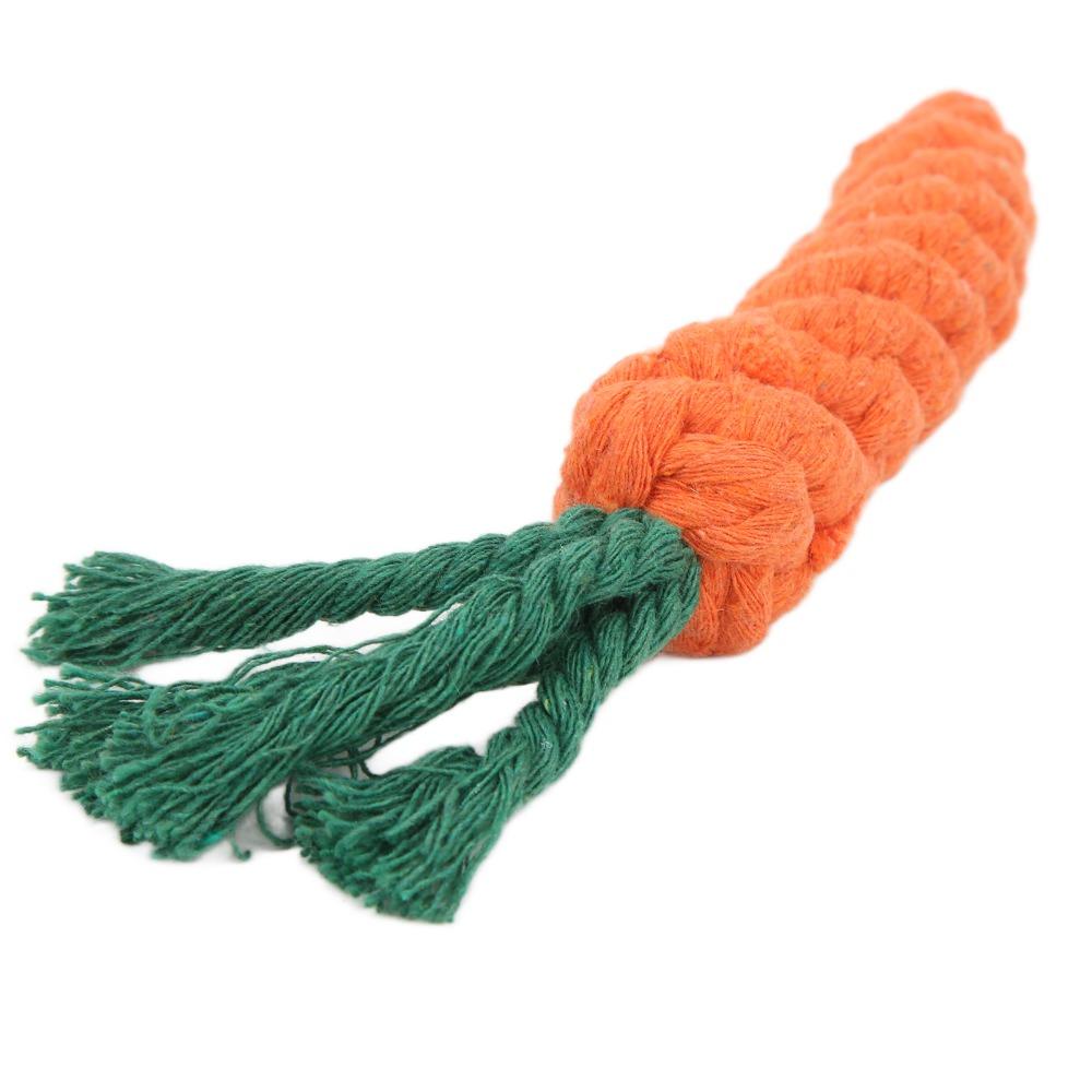 Braided Cotton Rope Carrot Rope Toy Carrot Shaped Pet Rope Knot Toy Dog Chew Toy Daily Chewing