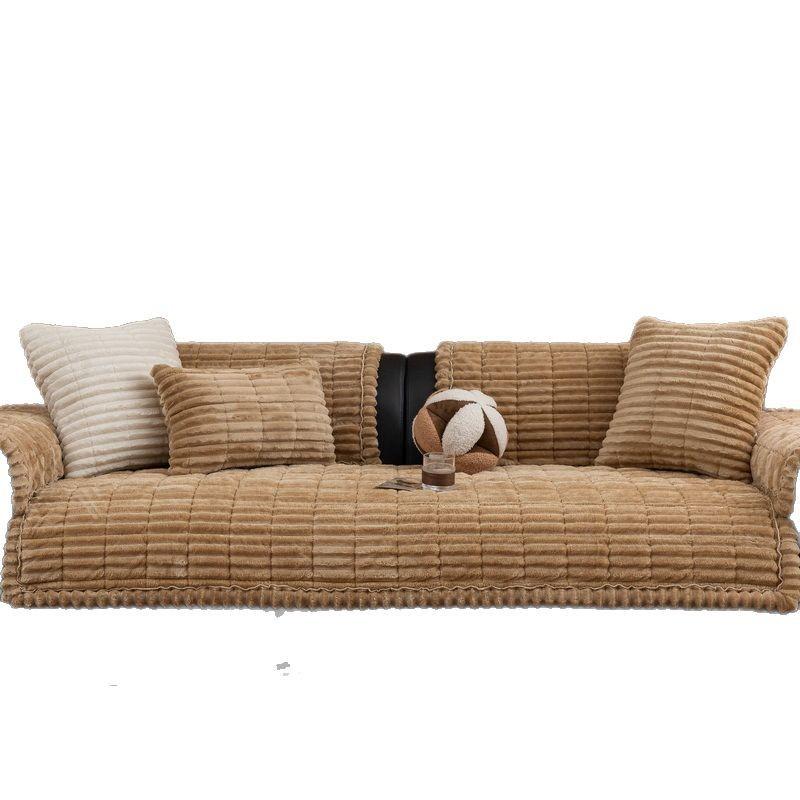 High Gram Weight Rabbit Velvet Sofa Cushion, Thickened Plush Seat Cushion In Winter, Non-Slip Leather Sofa Cover, New Cover In Autumn And Winter