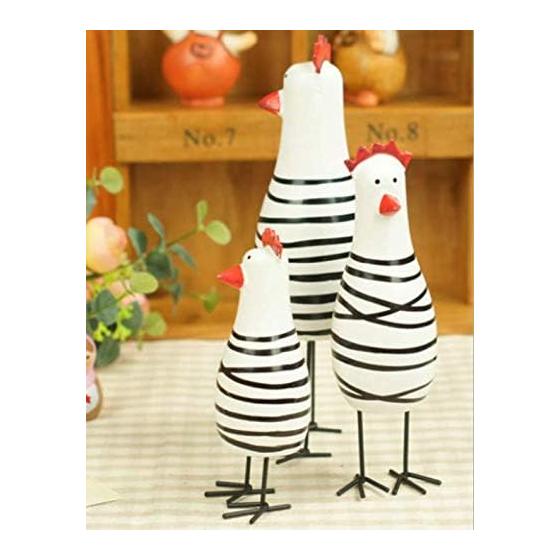 YISHUI Chicken Figurine Scandinavian Goods Cute Chicken Interior Decoration Wooden Set of 3 HP0115
