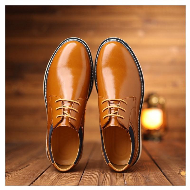 Plus Size Classic Oxfords Retro Dress Shoes Casual Business Social Comfortable N Slip Fashi Lace-Up Leather Shoes Male