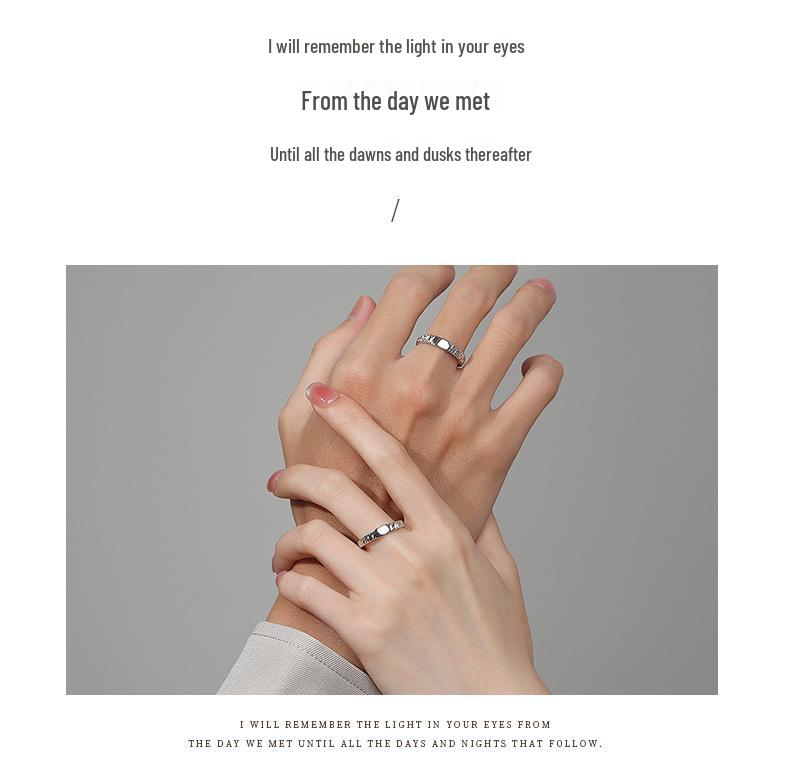 Geometric Glacier 999 Pure Silver Irregular Texture Open Rings for Couples - 2025 Edition