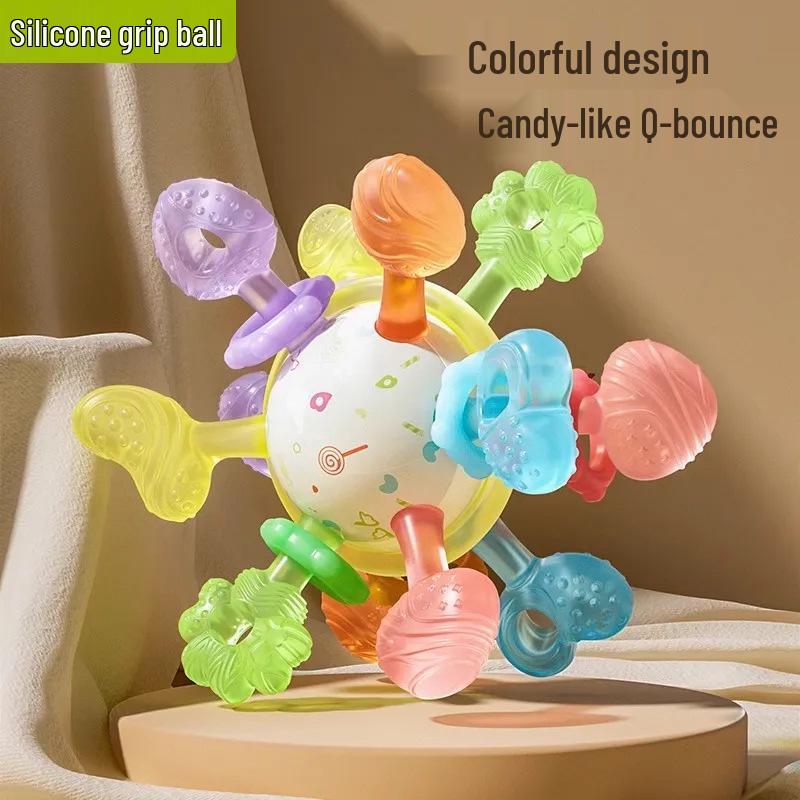 Silicone Teething Toy: Manhattan Hand Grab Ball for 0-1 Year olds, Early Education Puzzle for 3-6 Months