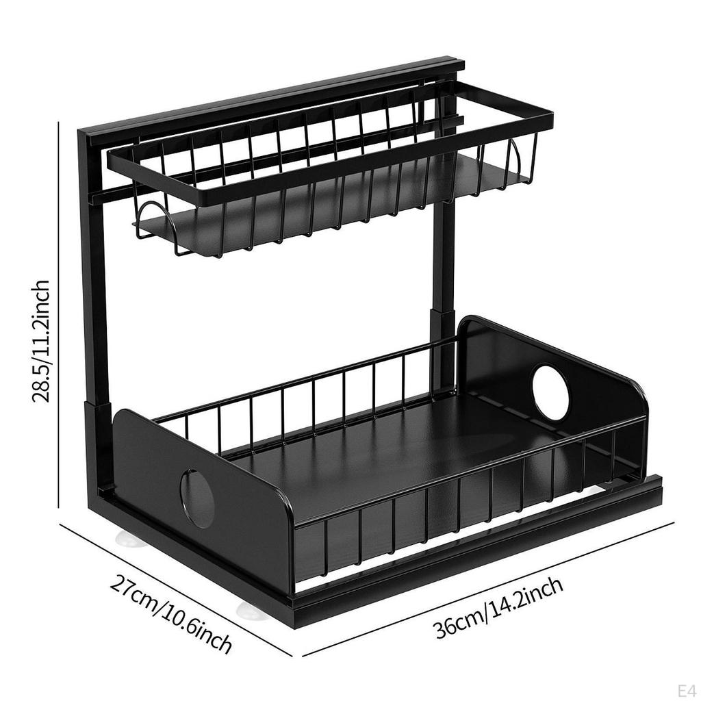 2 Tiers Under Sink Storage Rack Iron Cabinet Inside Pull Out for Dorm Office White