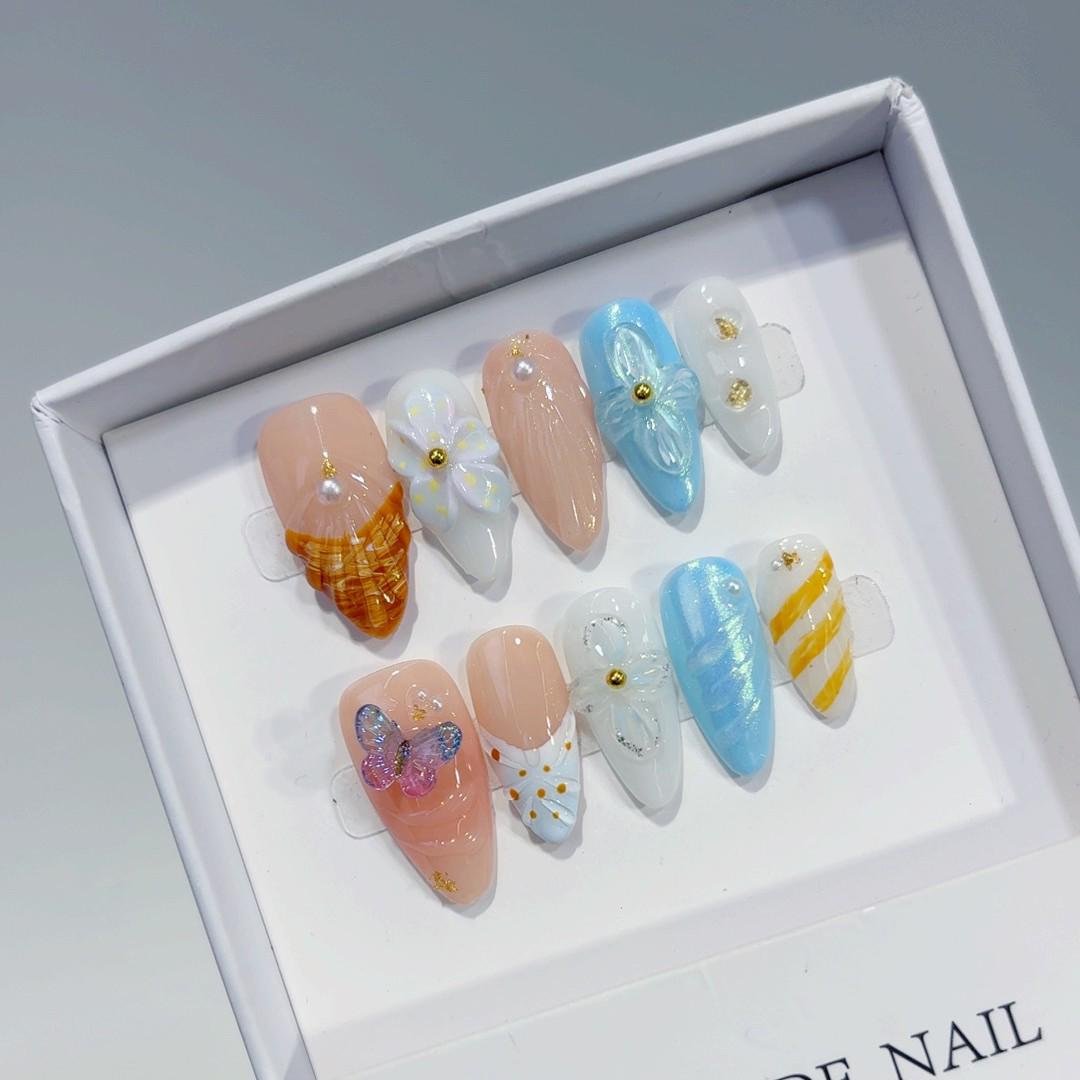 High-Quality Handmade French Manicure False Nails – European and American Best Sellers Medium