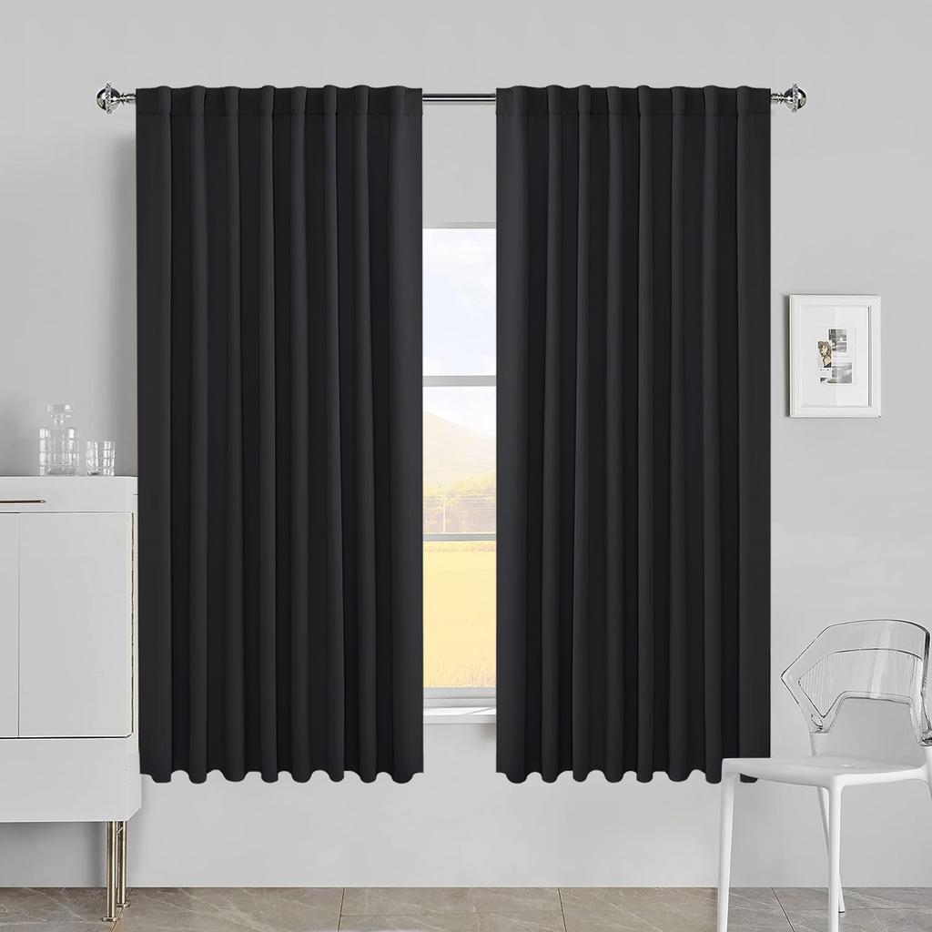 Blackout Curtains for Living Room Darkening Functional Heading Solid Bedroom Curtains Ready-made Thermal Insulated Window Drapes
