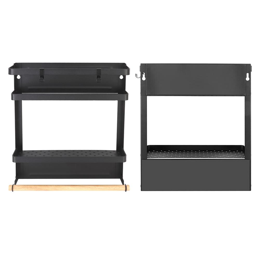 Household MultiFunctional Folding Magnet Refrigerator Rack Hanging Storage Rack (Black)