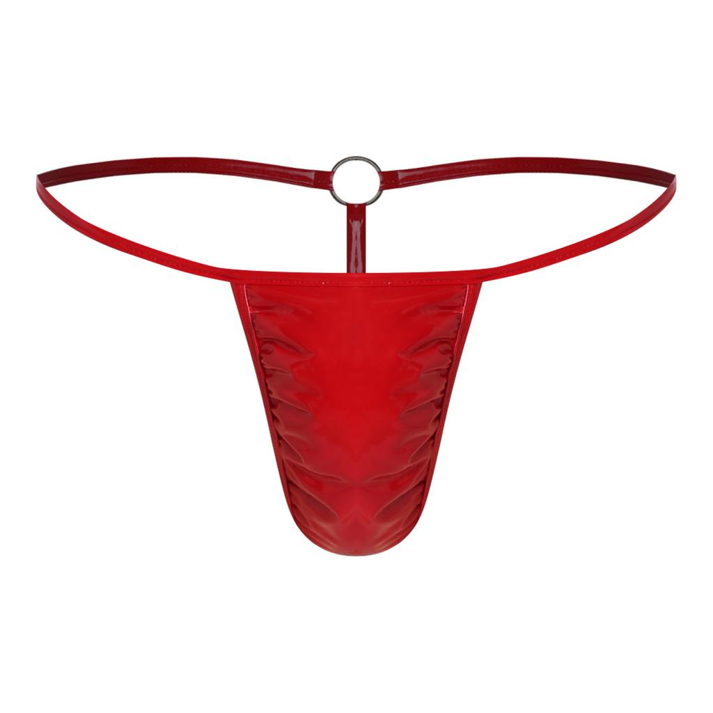 Per Uomo G-string Lucido Perizoma Vita Sottile Tasca Sporgente Anello a O Dorso a T Slip
