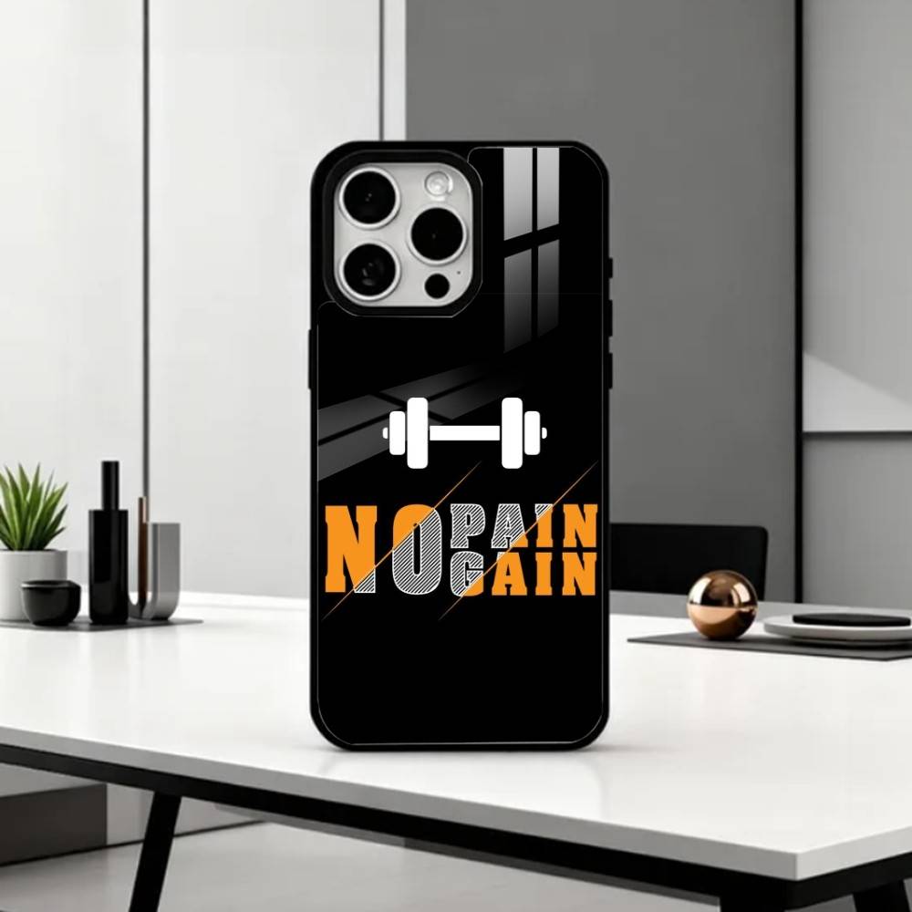

N-No P-Pain No Gain Gym Phone Case For iPhone17,16,15,14,13,12,11 Plus,Pro Max Magnetic For Magsafe Wireless Charging iPhone16PROMAX