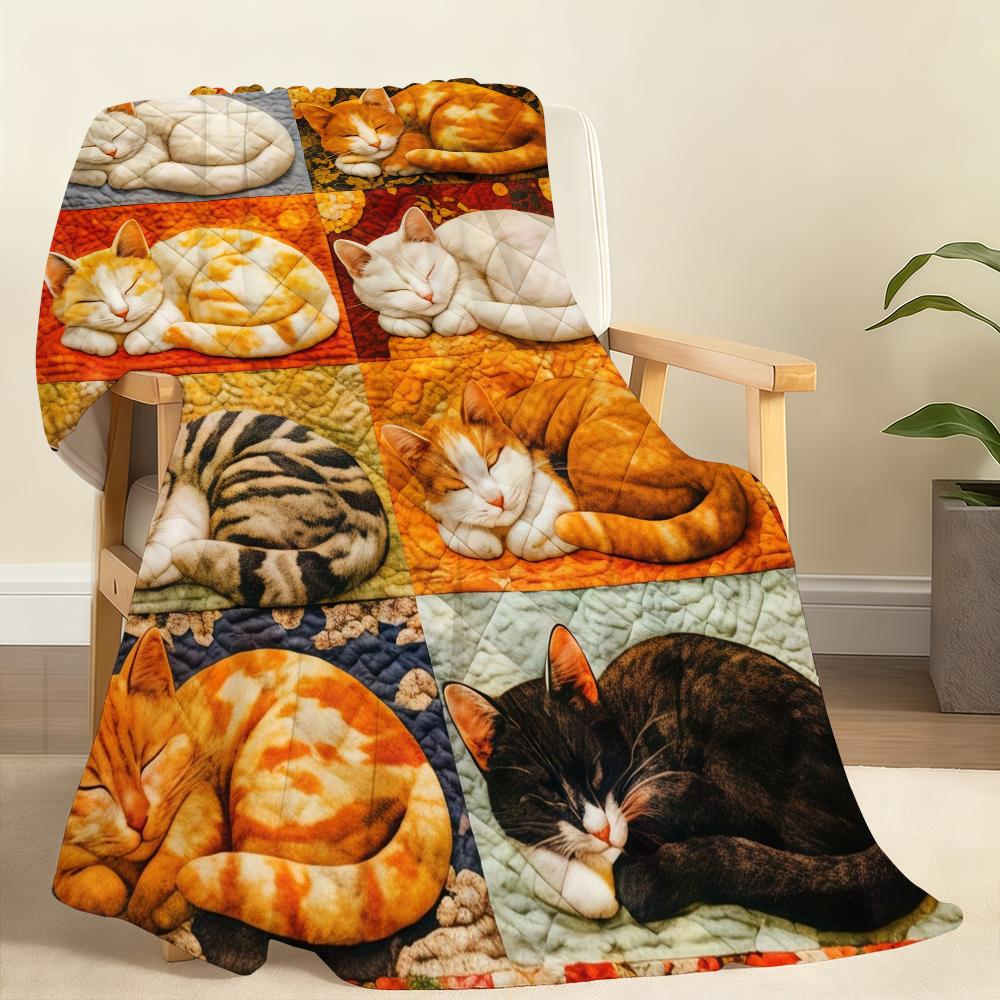 Manta de Estilo Bohemio con Temática de Gatos para Mantita Suave para Picnic Cama Sofá Hogar Dormitorio Acogedora Cálida Cómoda