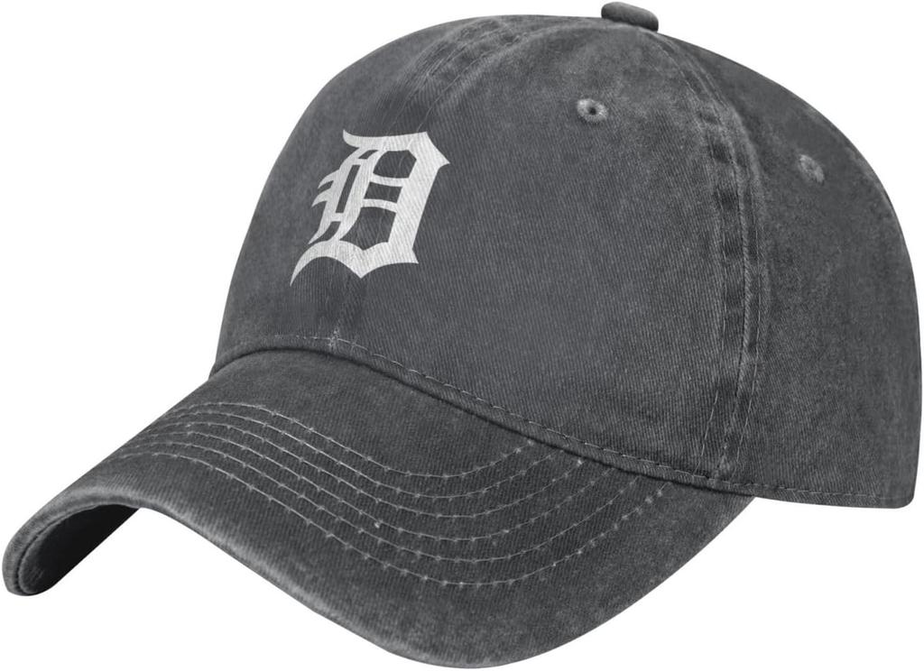 Berretto da Baseball Lettera D di Detroit Cotone Lavato Vintage Regolabile Unisex Cappellino da Papà