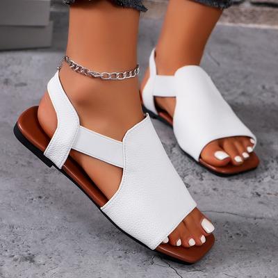 Fashion New Women Flat Sandals Leather Slingbacks Sandal Rome Style Summer Casual Outdoor Ladies Shoes Open Toe Fish Mouth Shoes Zapatos