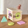Wooden Early Education Lock Box Toy with Shape Sorting ,Color Recognition Features,Activity Unlocking Skills Tool Set for Toddler Developmental Play
