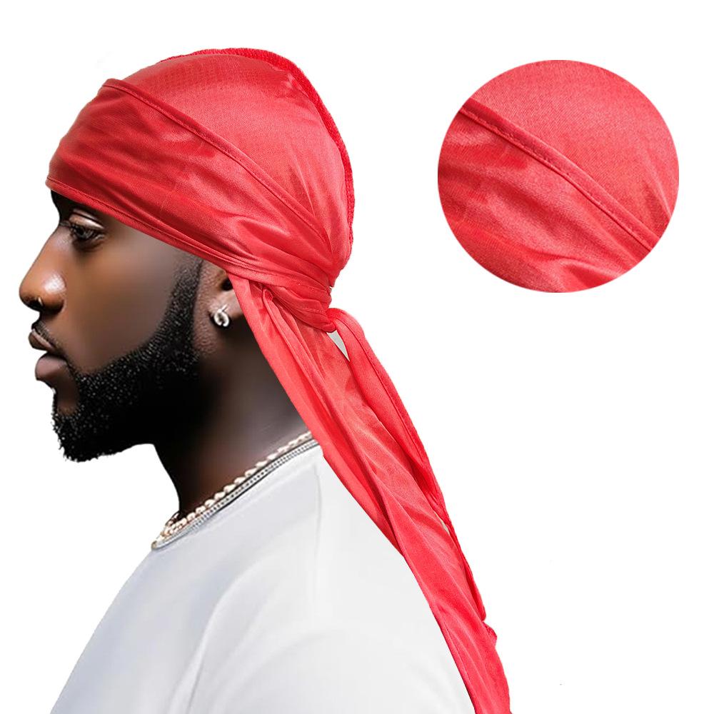 Imitation Silk Edging Long Tail Pirate Hat & Cycling Durag
