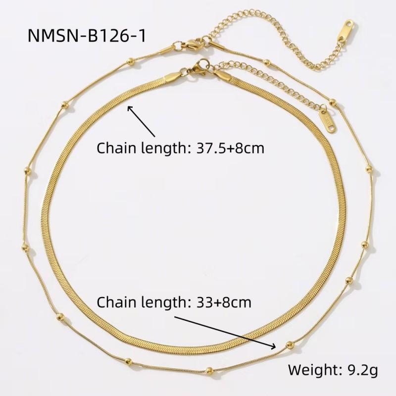 Minimalist 18K Gold Plated Titanium Steel Necklace Women Double Layer Style Snake Chain Choker Hypoallergenic Geometric