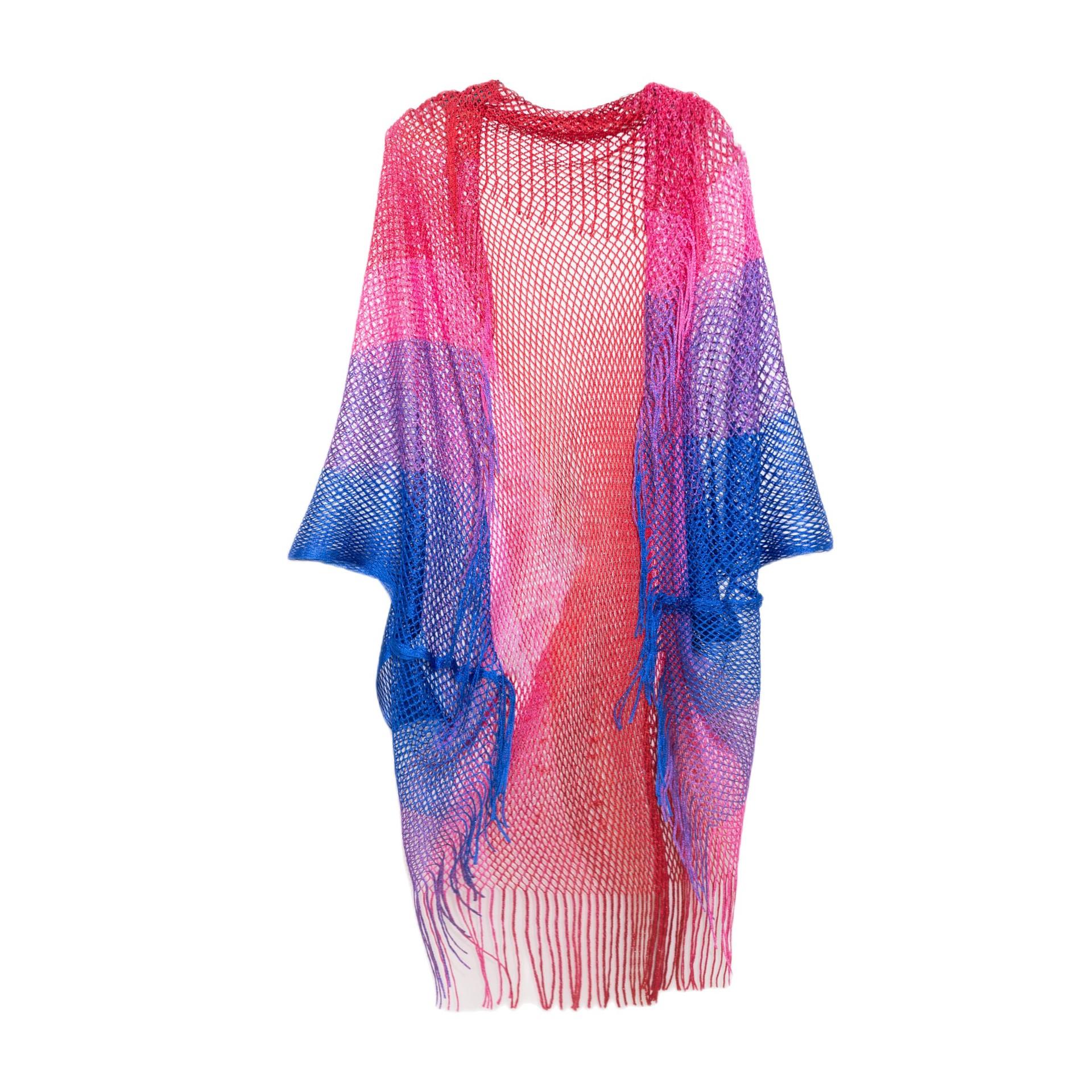 New summer thin cuff shawl travel sunshade mesh knit hollow gradient tassel shawl 105x65cm