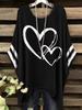 Elegantes Bohemian Chic Übergroßes Einfaches Retro Liebesdruck Druck Damen T-Shirt Asymmetrischer Saum Rundhalsausschnitt Vielseitige Damenbekleidung