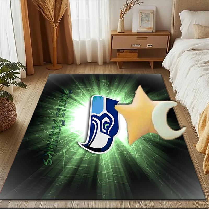 Seahawks Team Spirit Rug Game Carpet, Floor Mat for Bedroom Living Room Entryway Rug, Home Decor Idea Gift for Christmas Birthday
