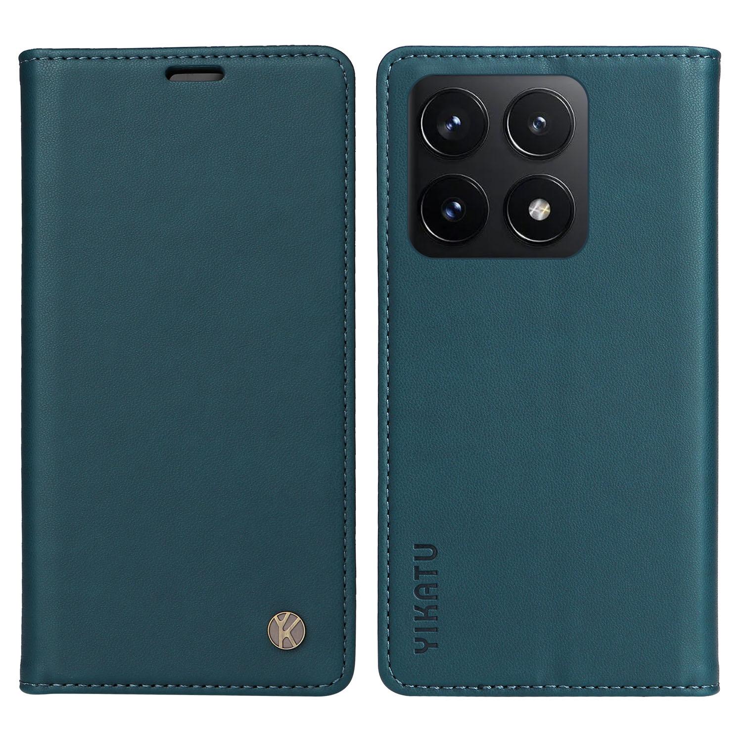 

YIKATU YK-001 For Xiaomi 14T Case Stand Leather Phone Cover Strong Magnetic Closure Green
