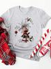 Women's Christmas Reindeer Print T Shirt Casual O-neck Short Sleeve T-Shirt Cute T-shirt Black Suitable All Seasons Tshirt Tops