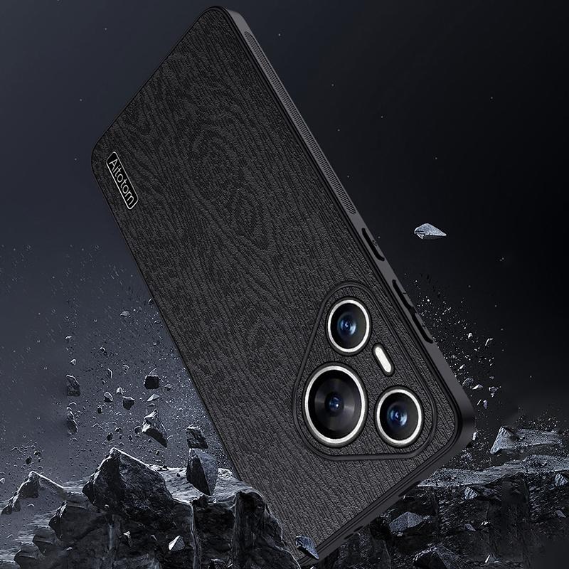 For Huawei Pura 70 Case Wood Grain PU Leather+PC+TPU Slim-Fit Phone Guard Cover