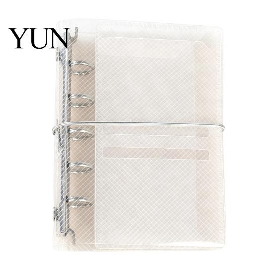 Portable Trifold Binder A6 A7 M5 Binder, 5/6-Rings Transparent Refillable Loose Leaf Folder Folder, Planner Budget Notebook Cover for School, Office,