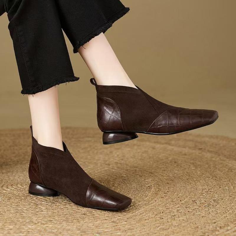 Single Shoes for Women In Autumn and Winter, Square Toe, Thick Heel, New Style, Versatile Shoes, Ankle Boots