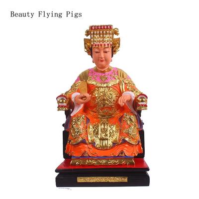 16x15x30cm Chinese Resin Painted Mazu Statue, Home Gilded Offering of the Goddess of the Sea Feng Shui Buddhism