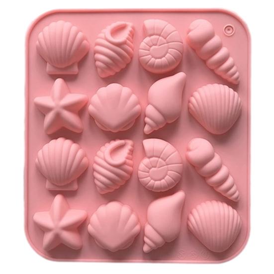Silicone Chocolate Mold 16 Cavity Shell Conch Starfish Shape Molds DIY Candy Pudding Ice Grid Cake Mold Non-Stick Reusable Baking Cooking Molds