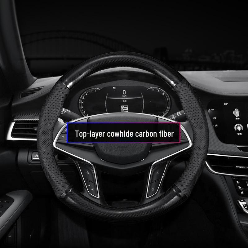 Toyota WISH Xiaobawang Leather Steering Wheel Cover for 2011 10/20 Series with Carbon Fiber Handle