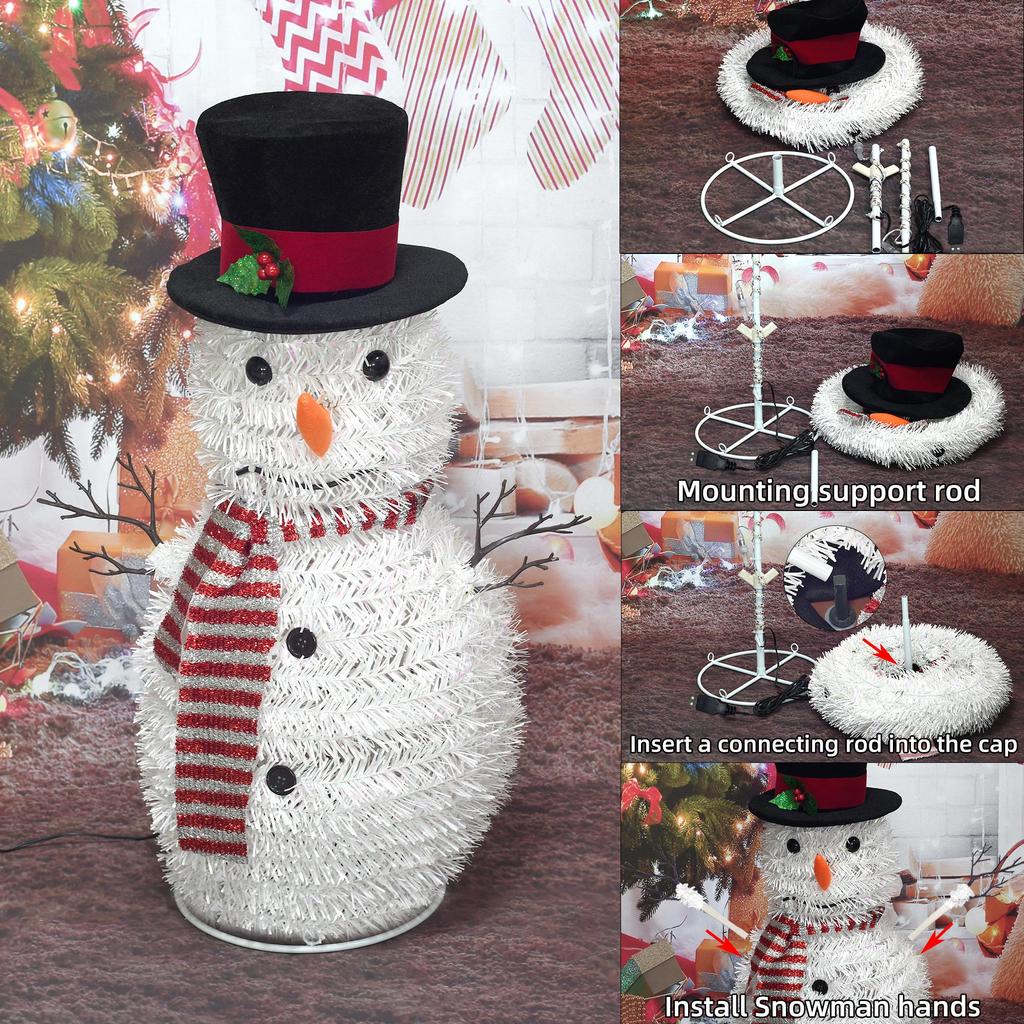 60 cm kaltweiß beleuchteter Pop-Up-Schneemann als Tischdekoration für die Feiertage und Weihnachten