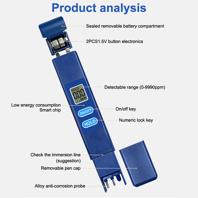 Tds Meter Digital Water Quality Tester High Accuracy Ph Meter 0-9990Ppm Water Purity Analyzer Monitor