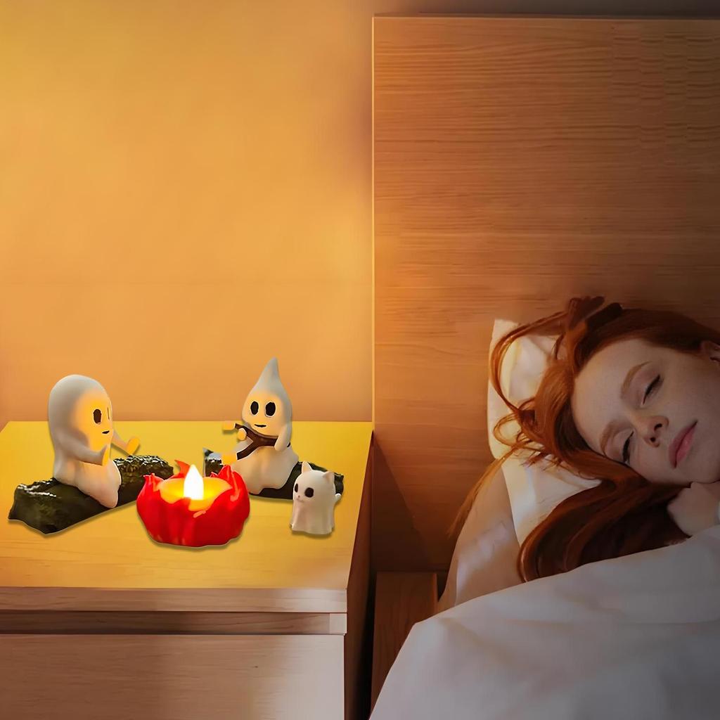Ghost Campfire Flickering Night Light Halloween Flameless Lamp Portable Ghost Campfire Night Light Dusk To Dawn Led Lamp Home