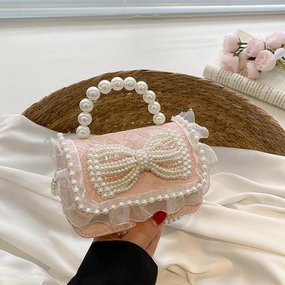 New Lace Pearl Bow Small Square Bag Travel Lipstick Crossbody Bag Small Bag Bolsos De Mujer Lujo 2025 Drop Shipping