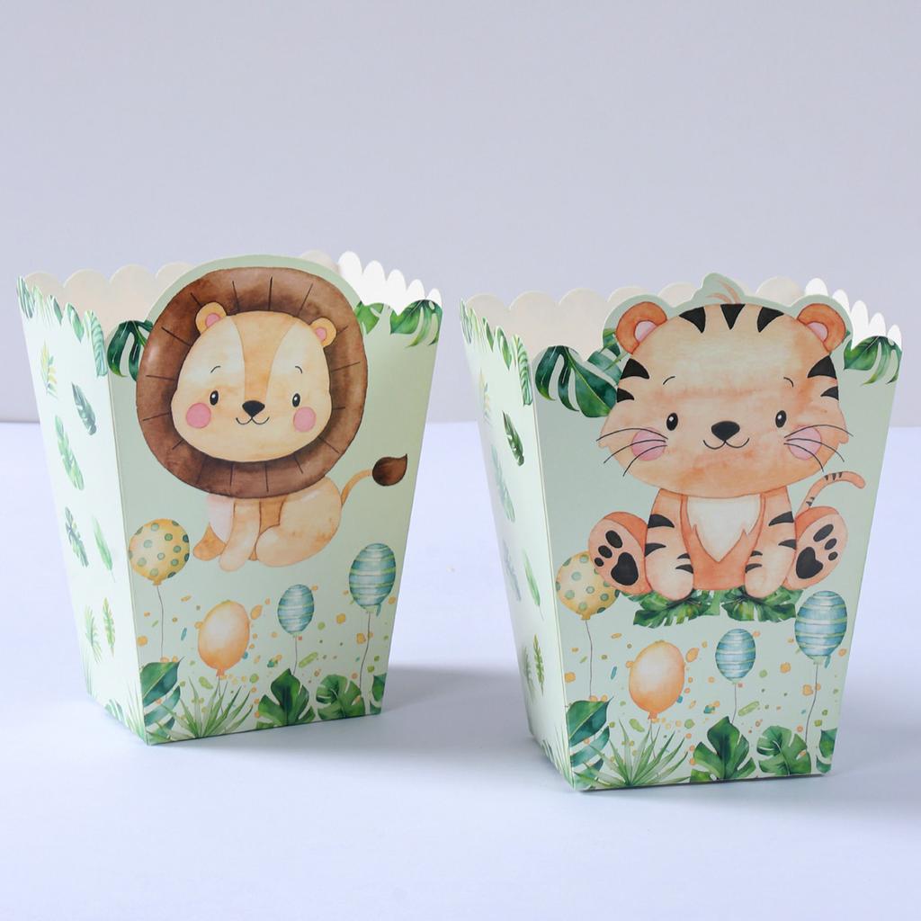 Jungle Safari Party Popcorn Boxes Candy Box Jungle Animal Party Decor Baby Shower Kids Boys Birthday Party Decorations