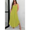 Women's  Solid Color Loose V-neck Spaghetti Strap Irregular A-line Maxi Dress Summer Casual Long Dress for Leisure
