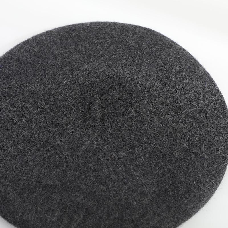 Dámský vlněný baret ve velkých velikostech - Všestranný zimní klobouk v jednobarevném retro japonském a korejském stylu