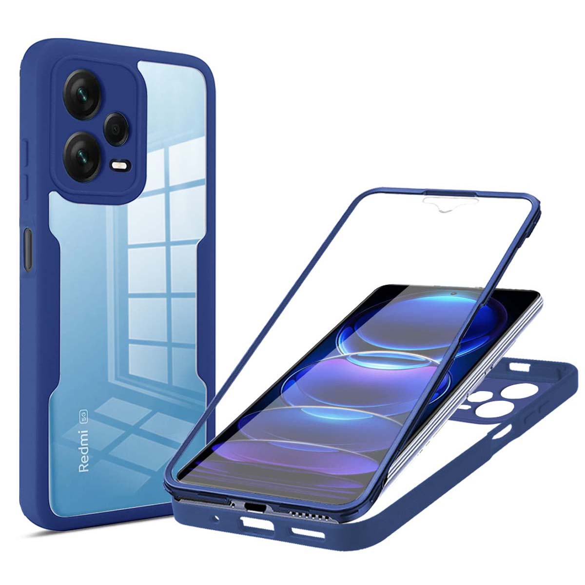 

Для Redmi Note 12 11 Pro Plus 360 Полностью закрывающий чехол для телефона Для Redmi Note 12S 11S Противоударный и противопадений чехол для телефона Redmi Note 11 синий