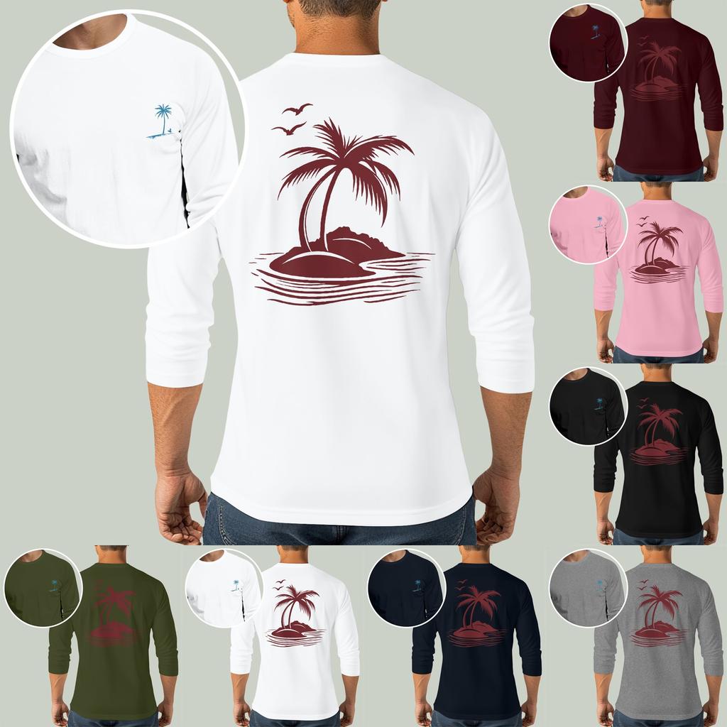 Men's casual and fashionable printed collar three-quarter sleeve top T-shirt