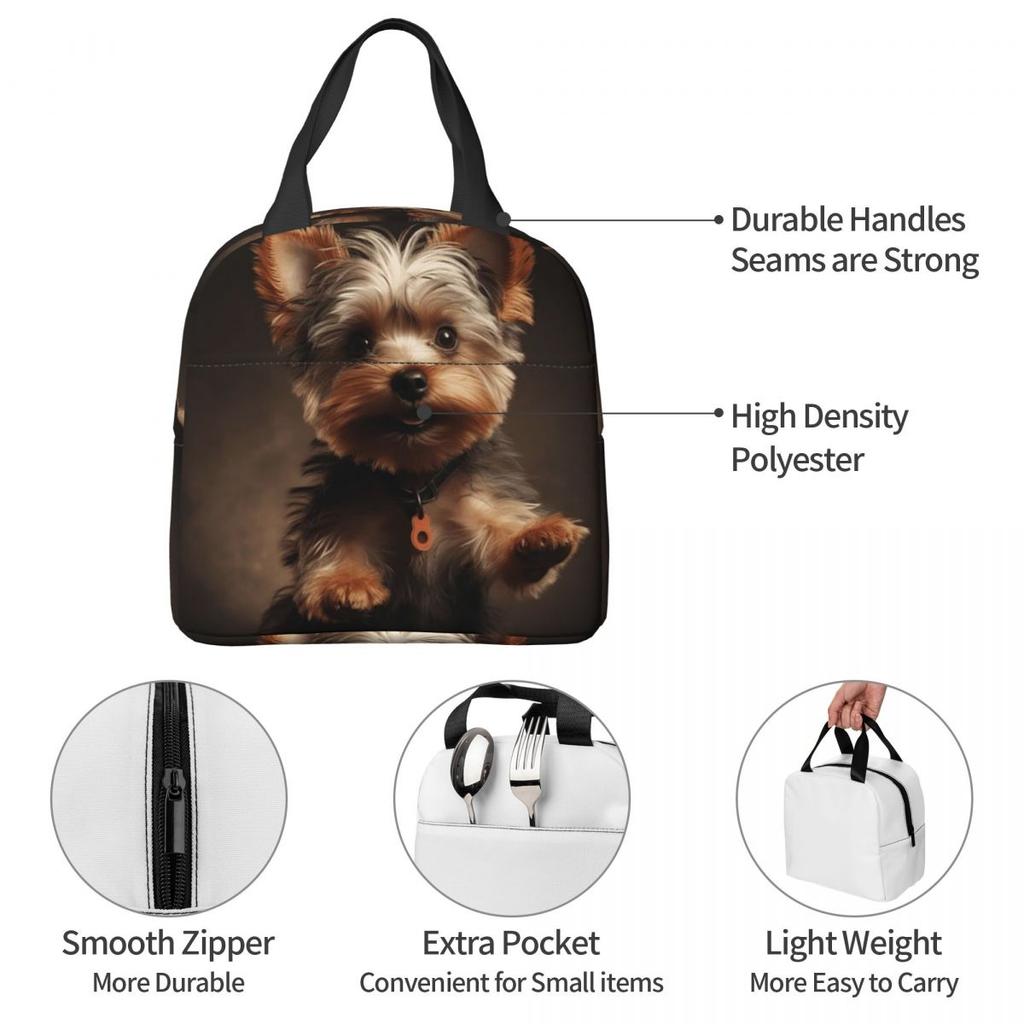 Yorkshire Terrier Dog Being Cute Insulated Lunch Bag for Women Children Portable Food Boxes Thermal Lunch Box Tote