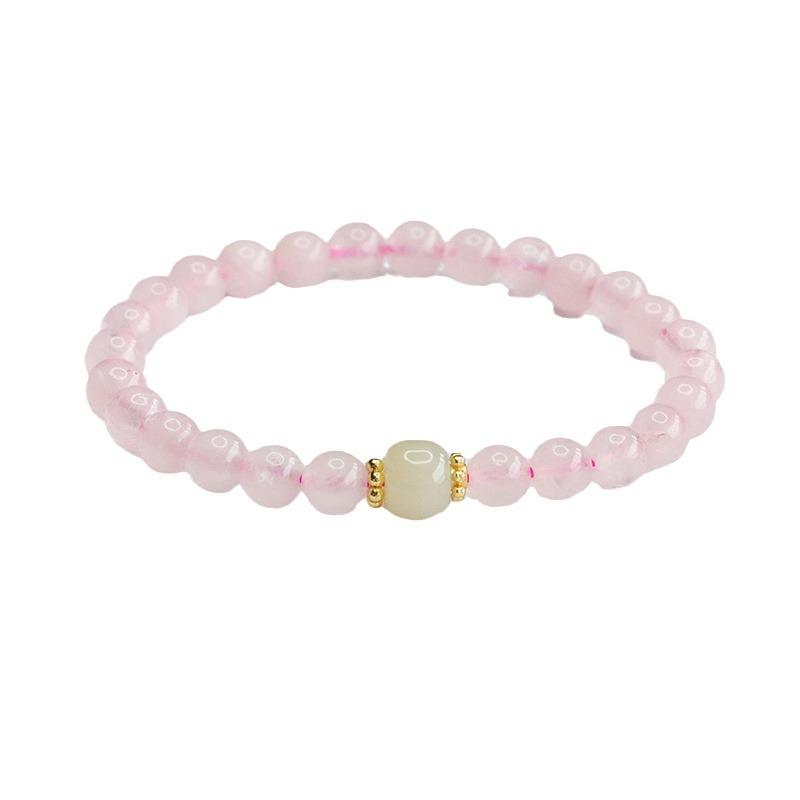 Juanyu Pink Crystal & Nephrite Jade Women's Bracelet